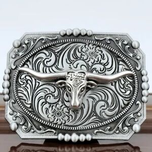 New beautiful longhorn steer western belt buckle approximately 3.75 inches wide